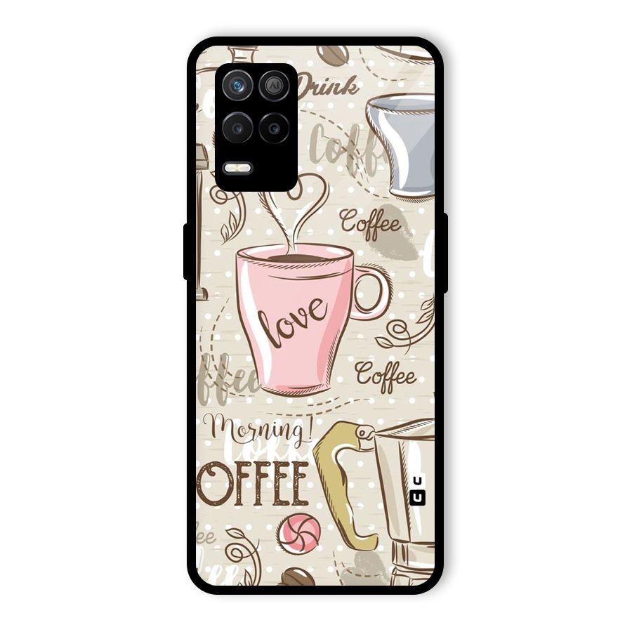 Love Coffee Design Glass Back Case for Realme 8 5G