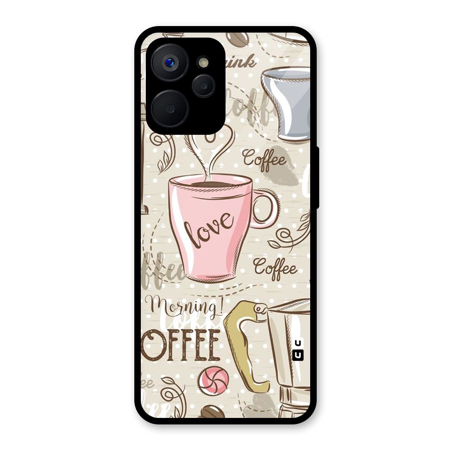 Love Coffee Design Glass Back Case for Realme 9i 5G