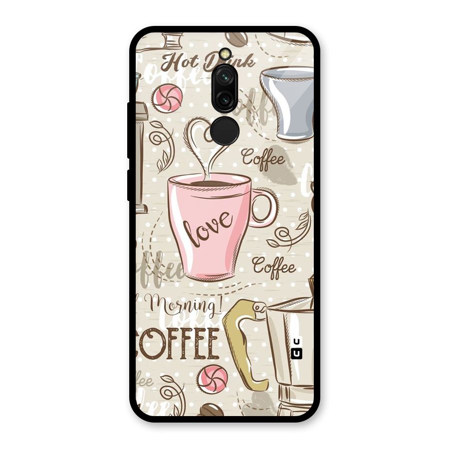 Love Coffee Design Glass Back Case for Redmi 8