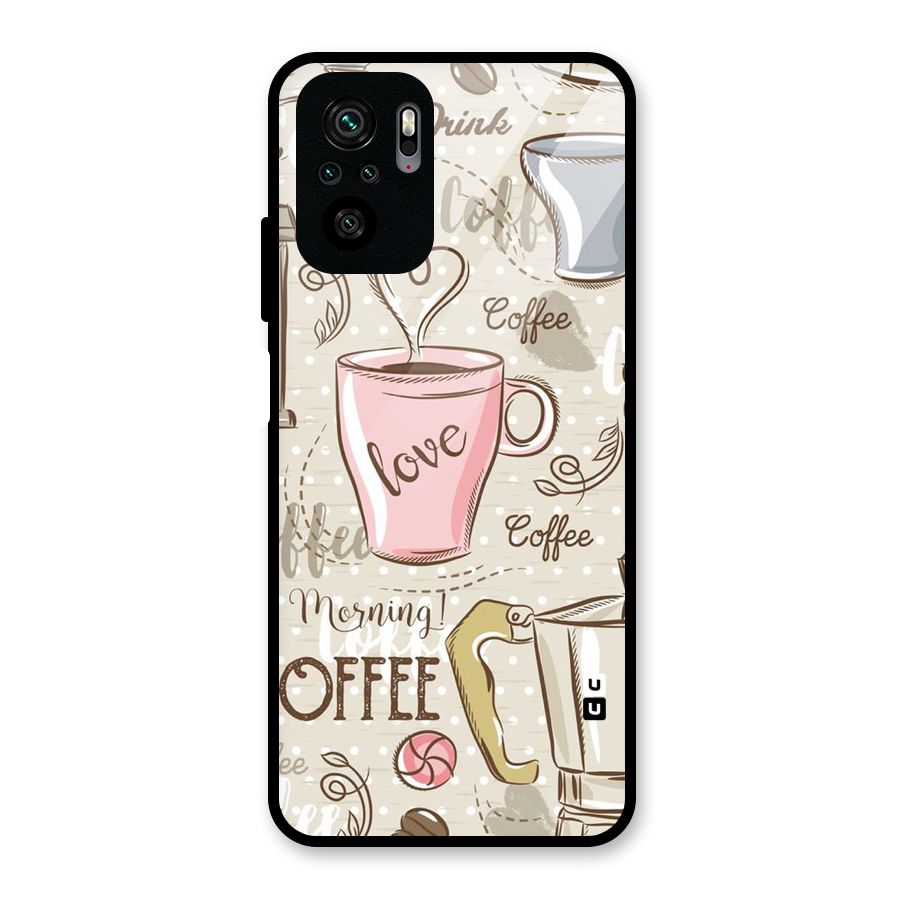 Love Coffee Design Glass Back Case for Redmi Note 10S