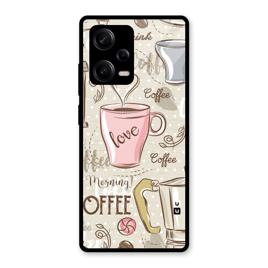 Love Coffee Design Glass Back Case for Redmi Note 12 Pro