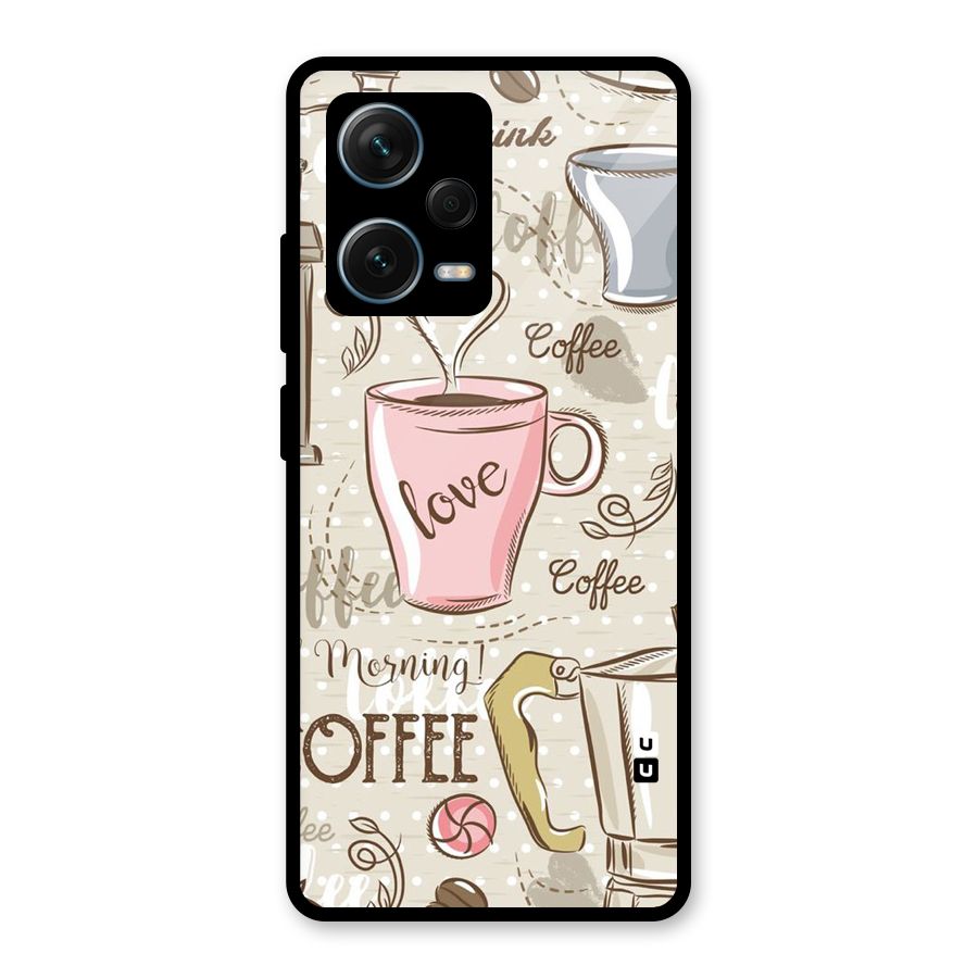 Love Coffee Design Glass Back Case for Redmi Note 12 Pro Plus 5G