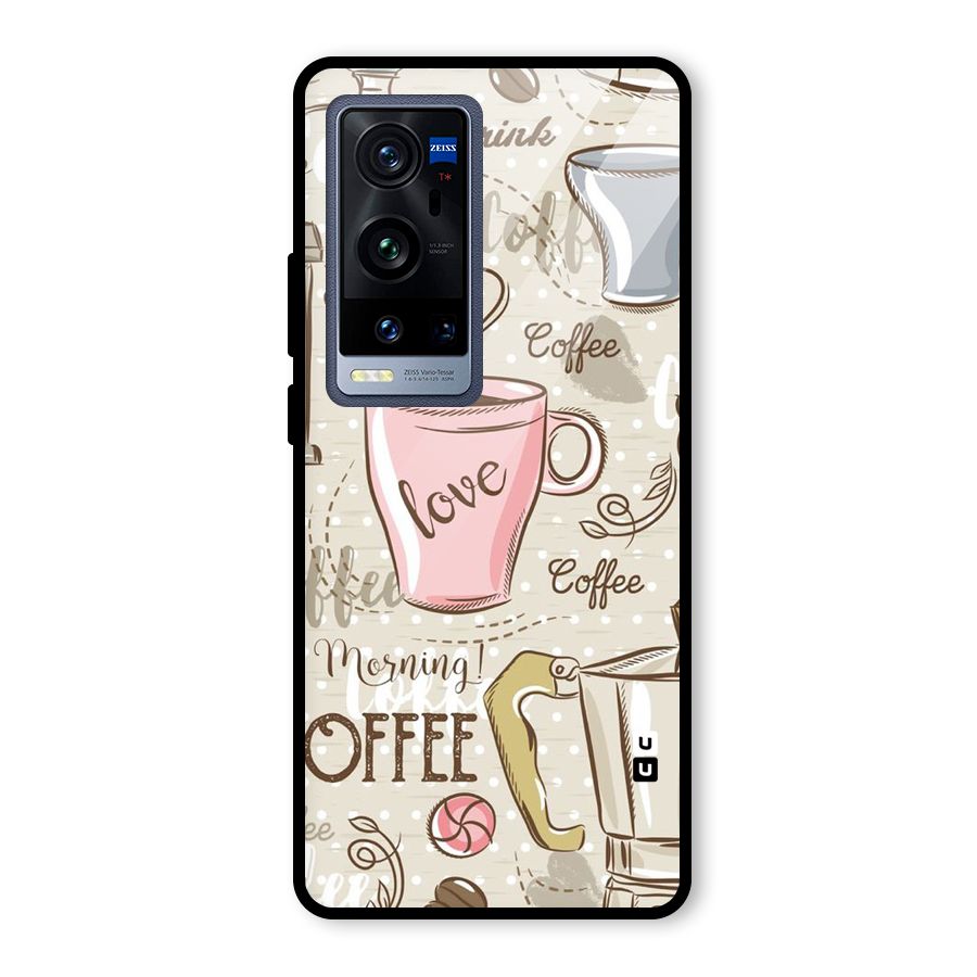 Love Coffee Design Glass Back Case for Vivo X60 Pro Plus