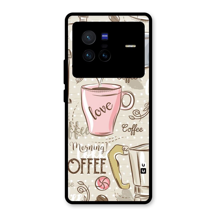 Love Coffee Design Glass Back Case for Vivo X80