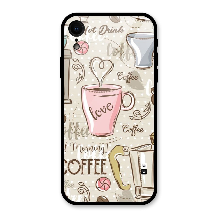 Love Coffee Design Glass Back Case for XR