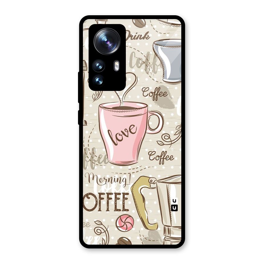 Love Coffee Design Glass Back Case for Xiaomi 12 Pro