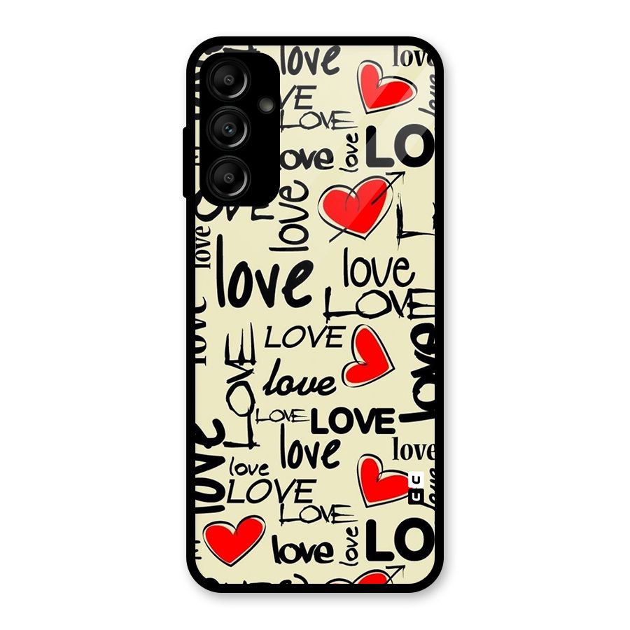 Love Hearts Pattern Glass Back Case for Galaxy A14 5G