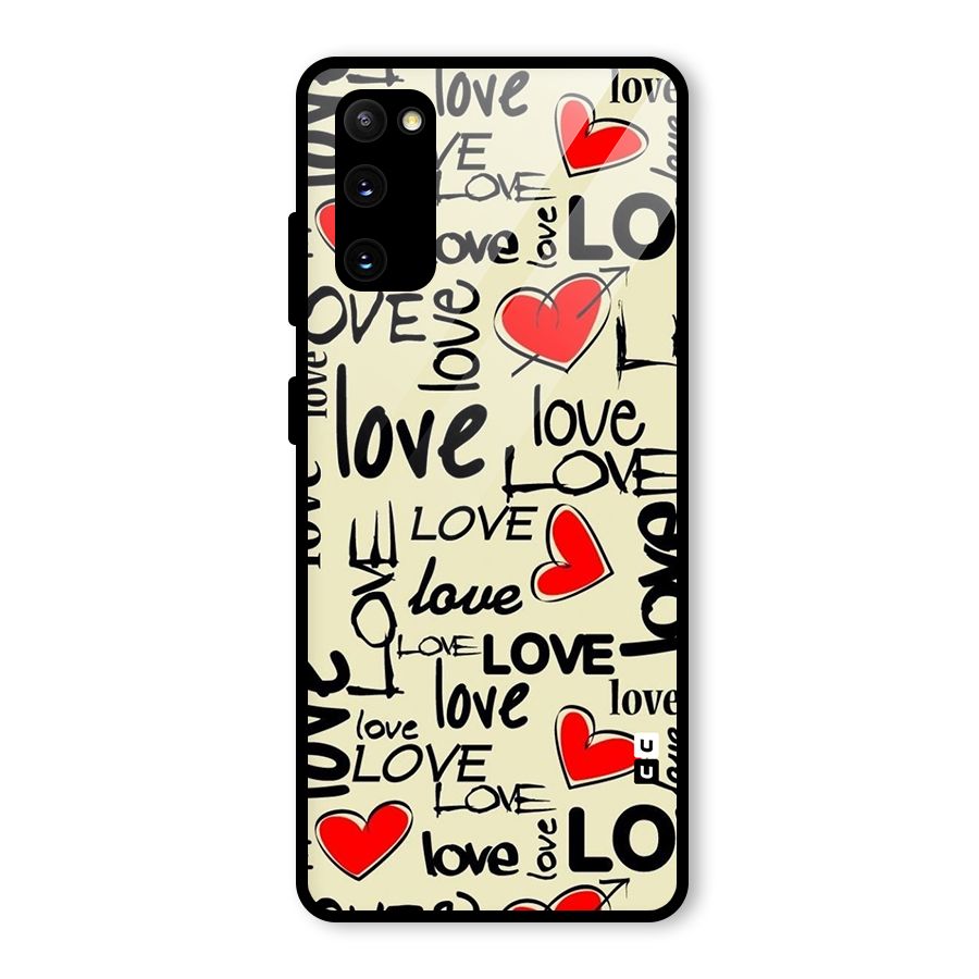 Love Hearts Pattern Glass Back Case for Galaxy S20 FE 5G