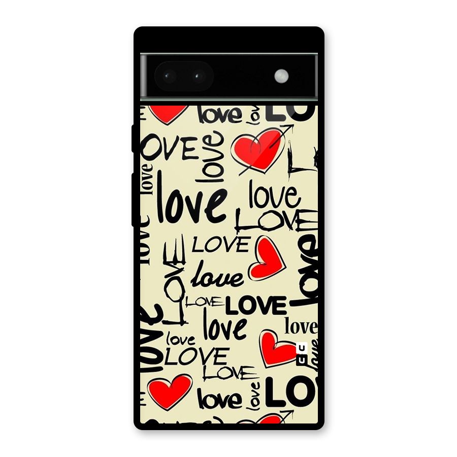 Love Hearts Pattern Glass Back Case for Google Pixel 6a