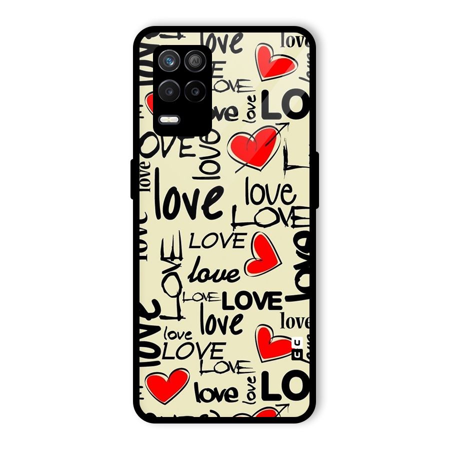Love Hearts Pattern Glass Back Case for Realme 8 5G