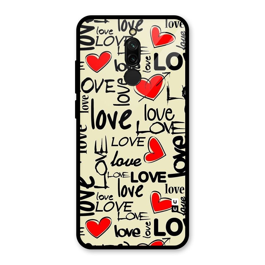 Love Hearts Pattern Glass Back Case for Redmi 8