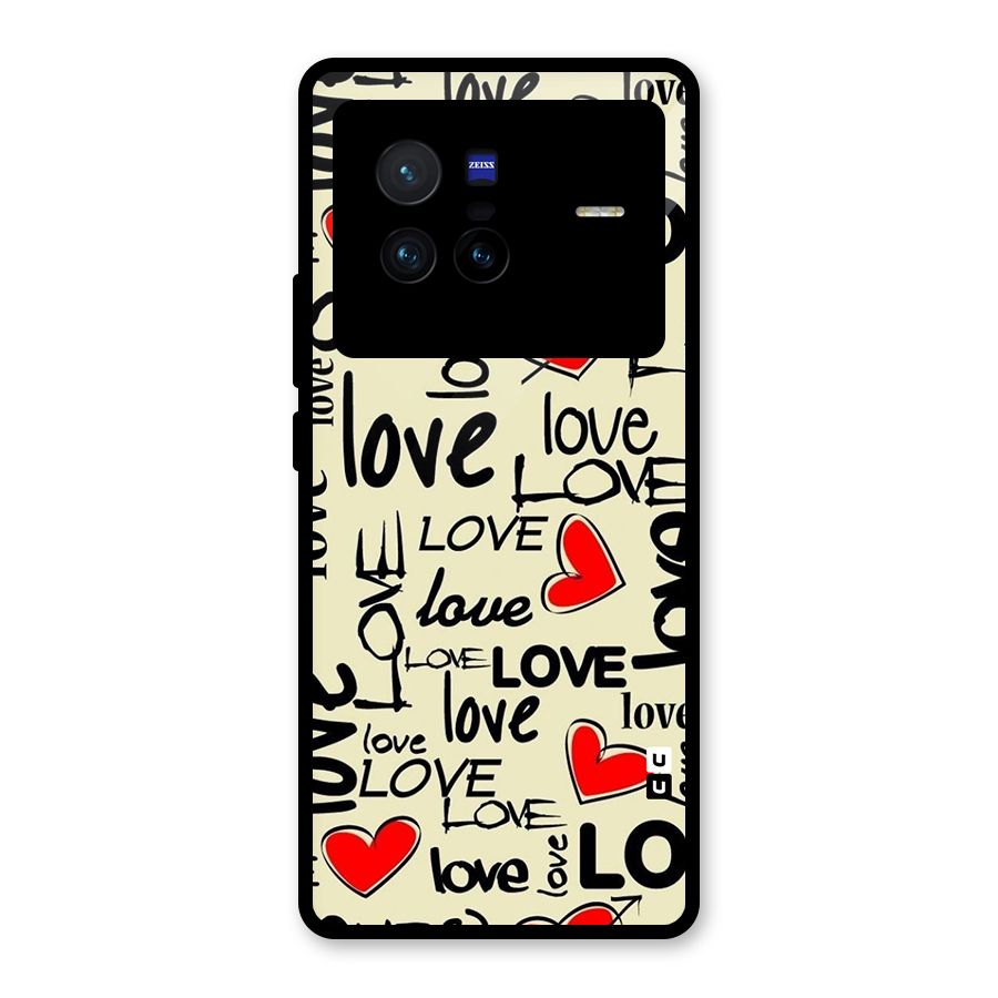 Love Hearts Pattern Glass Back Case for Vivo X80