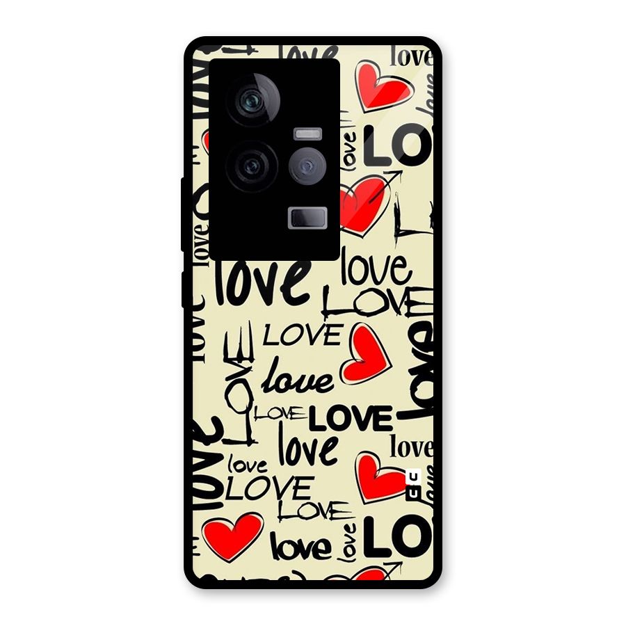 Love Hearts Pattern Glass Back Case for Vivo iQOO 11 5G