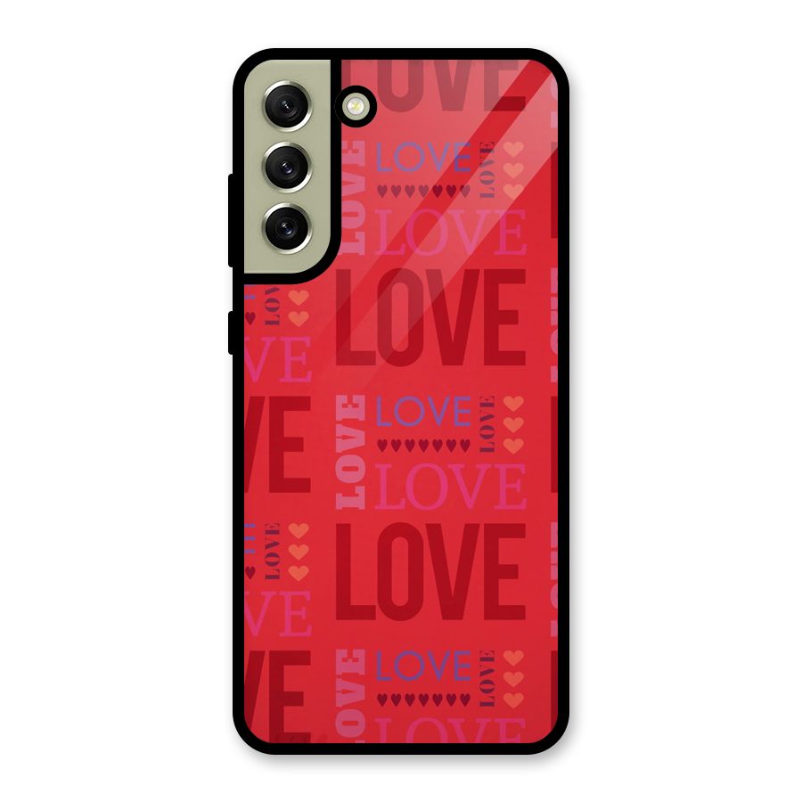 Love Pattern Glass Back Case for Galaxy S21 FE 5G