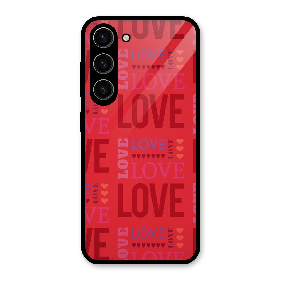 Love Pattern Glass Back Case for Galaxy S23