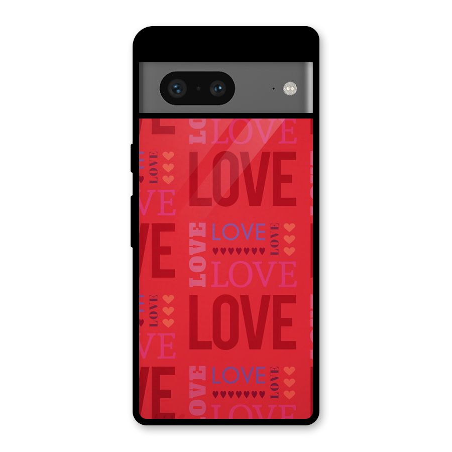 Love Pattern Glass Back Case for Google Pixel 7