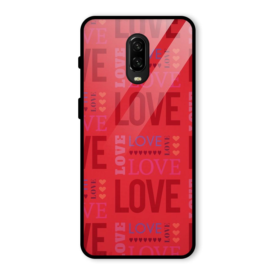 Love Pattern Glass Back Case for OnePlus 6T