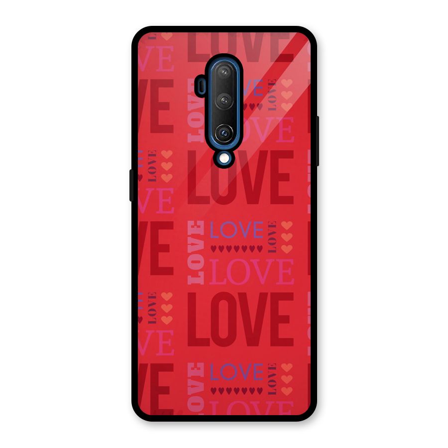 Love Pattern Glass Back Case for OnePlus 7T Pro
