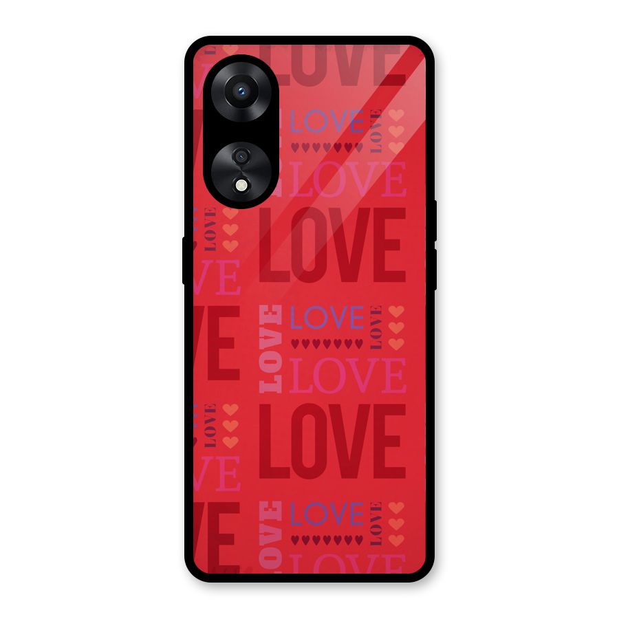 Love Pattern Glass Back Case for Oppo A78