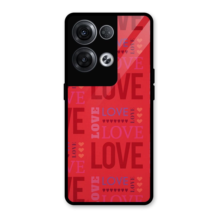 Love Pattern Glass Back Case for Oppo Reno8 Pro 5G