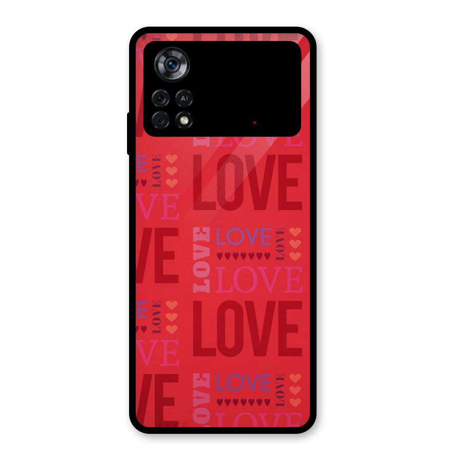Love Pattern Glass Back Case for Poco X4 Pro 5G