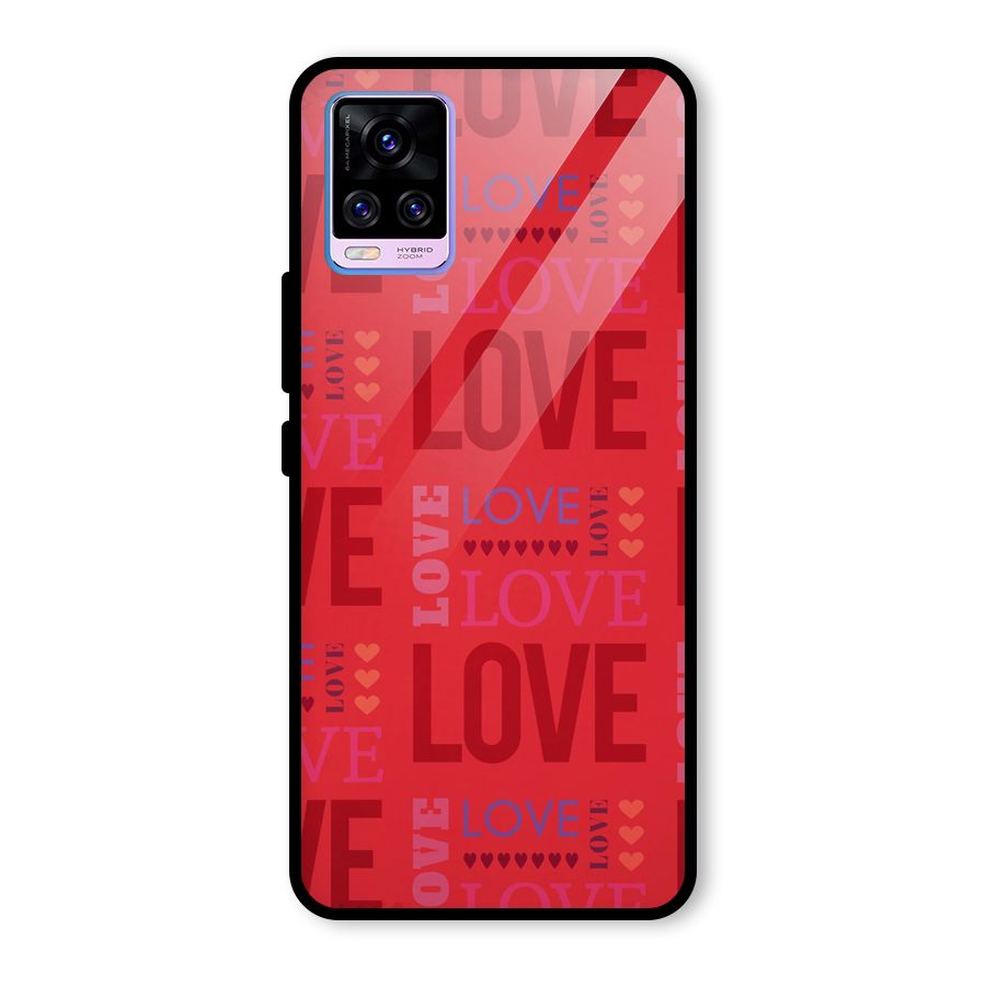 Love Pattern Glass Back Case for Vivo V20 Pro