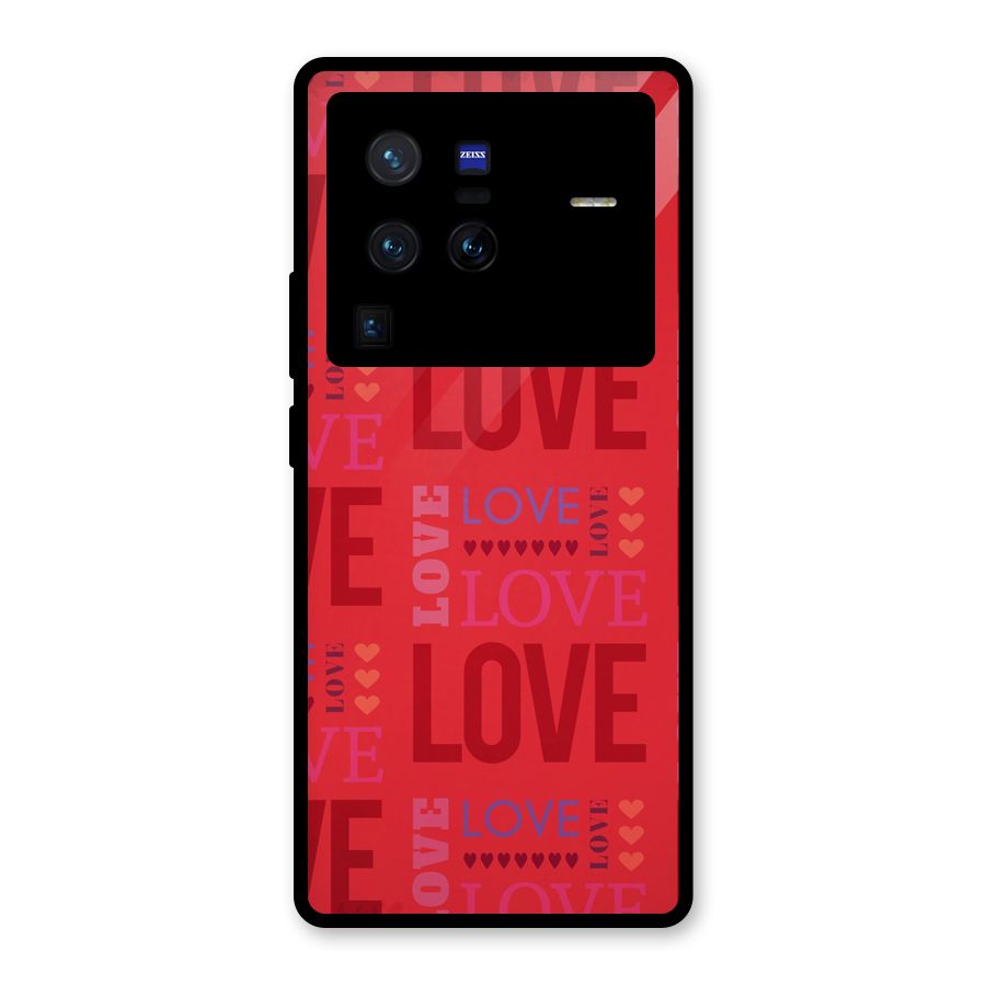 Love Pattern Glass Back Case for Vivo X80 Pro