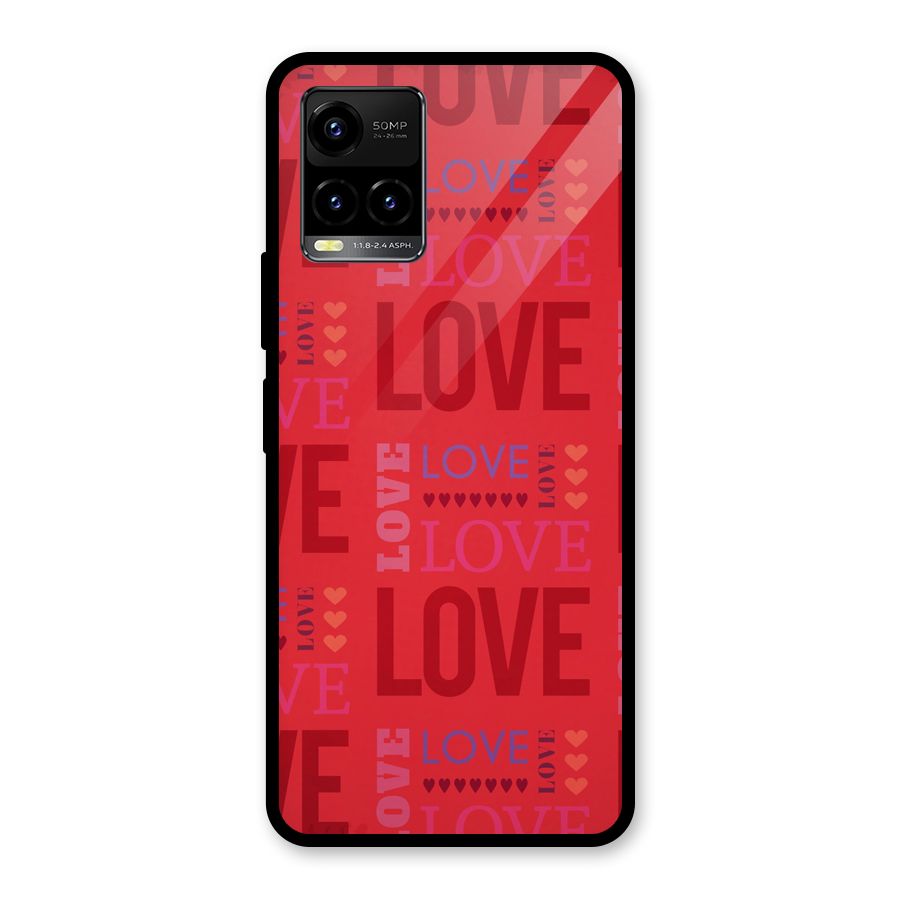 Love Pattern Glass Back Case for Vivo Y21A