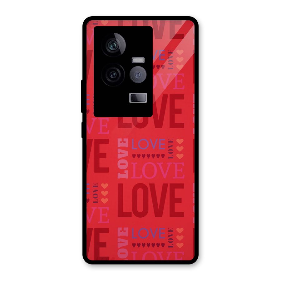 Love Pattern Glass Back Case for Vivo iQOO 11 5G