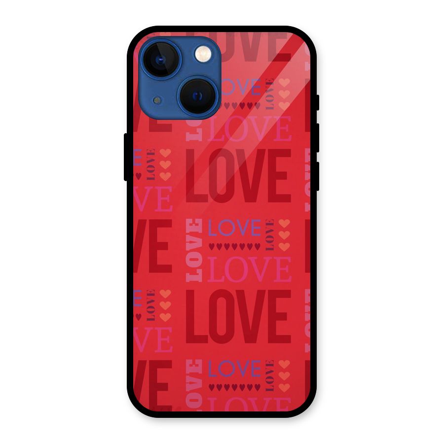 Love Pattern Glass Back Case for iPhone 13 Mini