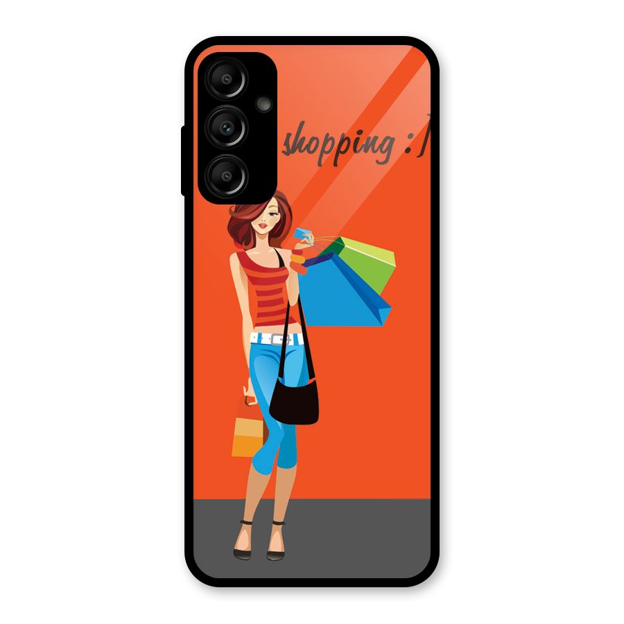 Love Shopping Classy Girl Glass Back Case for Galaxy A14 5G