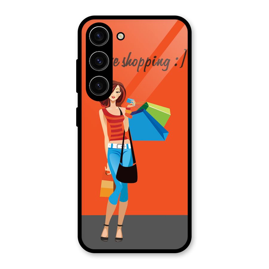 Love Shopping Classy Girl Glass Back Case for Galaxy S23
