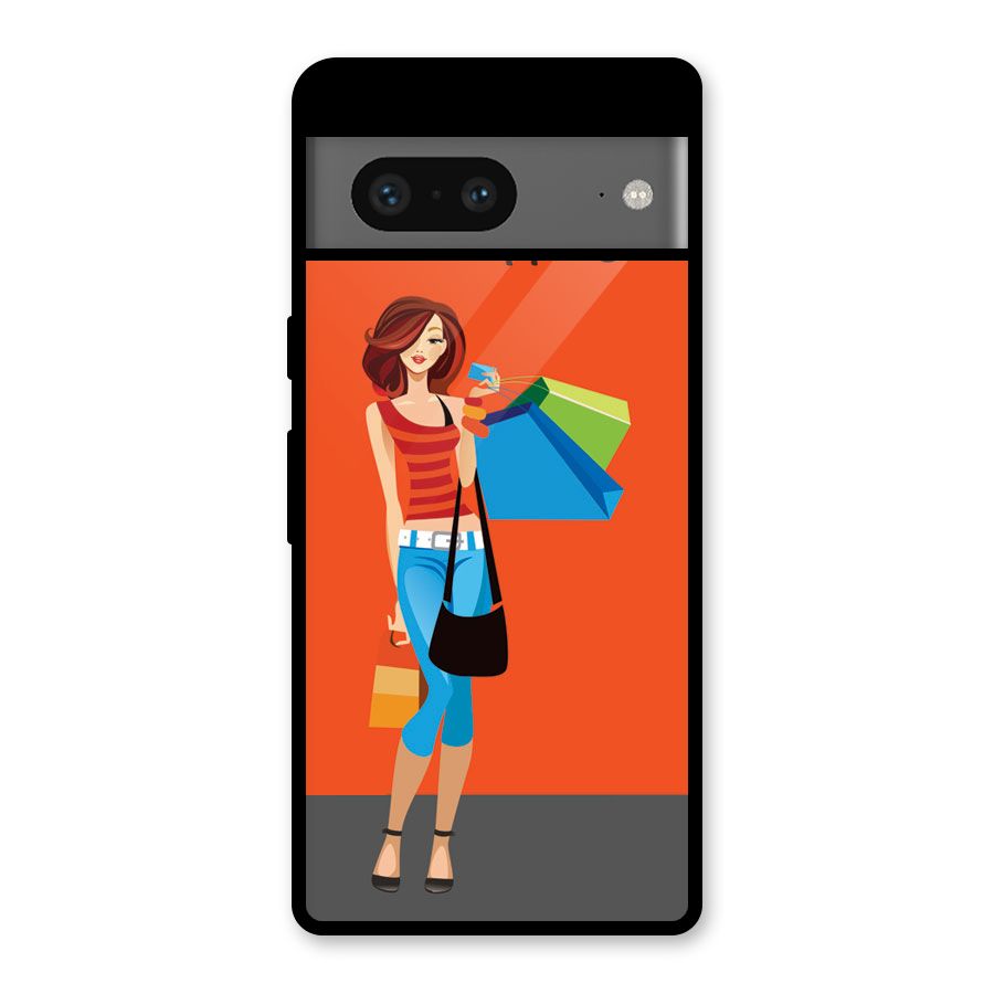 Love Shopping Classy Girl Glass Back Case for Google Pixel 7