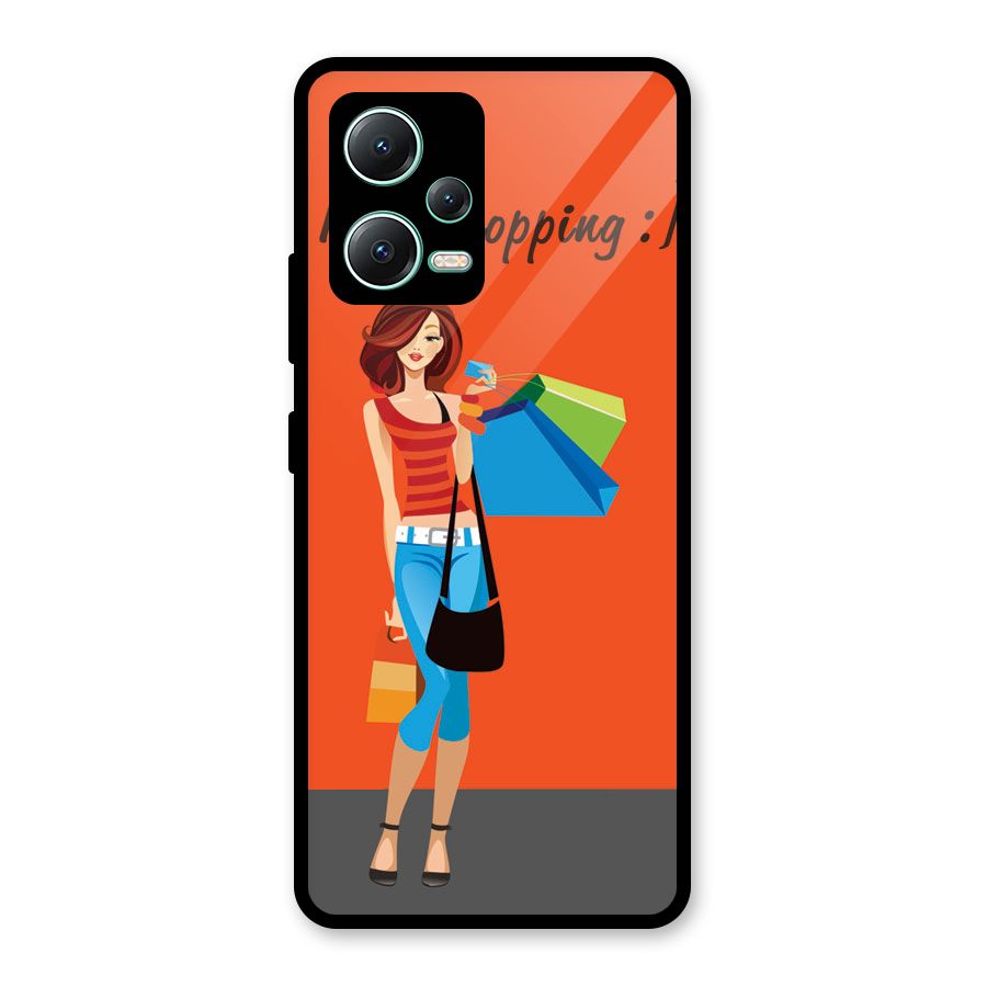 Love Shopping Classy Girl Glass Back Case for Redmi Note 12 5G