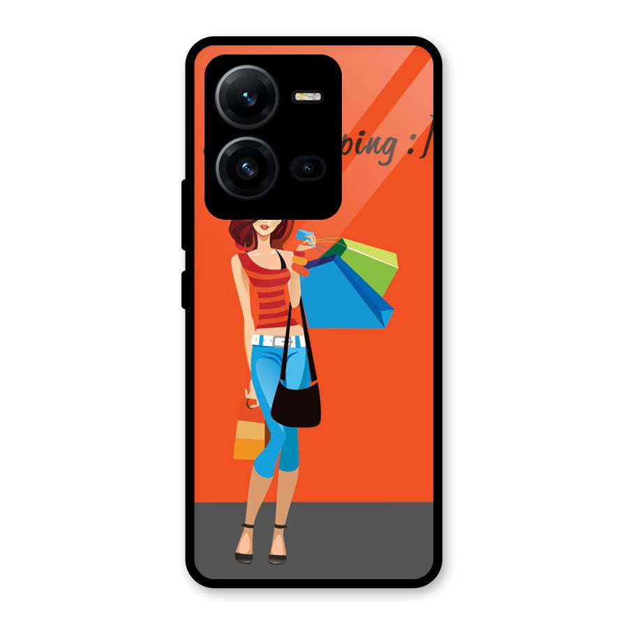 Love Shopping Classy Girl Glass Back Case for Vivo V25