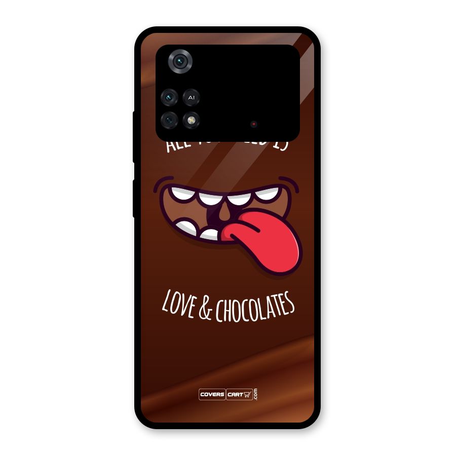Love and Chocolates Glass Back Case for Poco M4 Pro 4G
