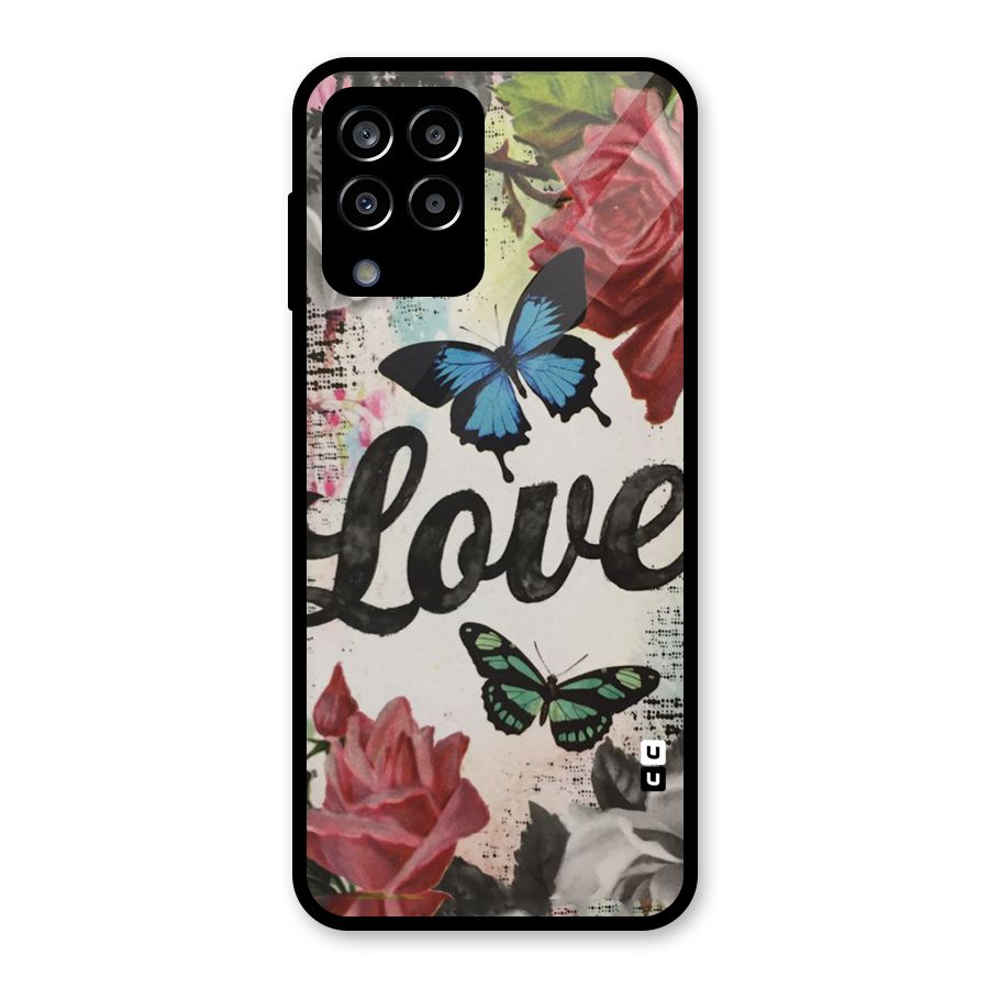 Lovely Butterfly Love Glass Back Case for Galaxy M33