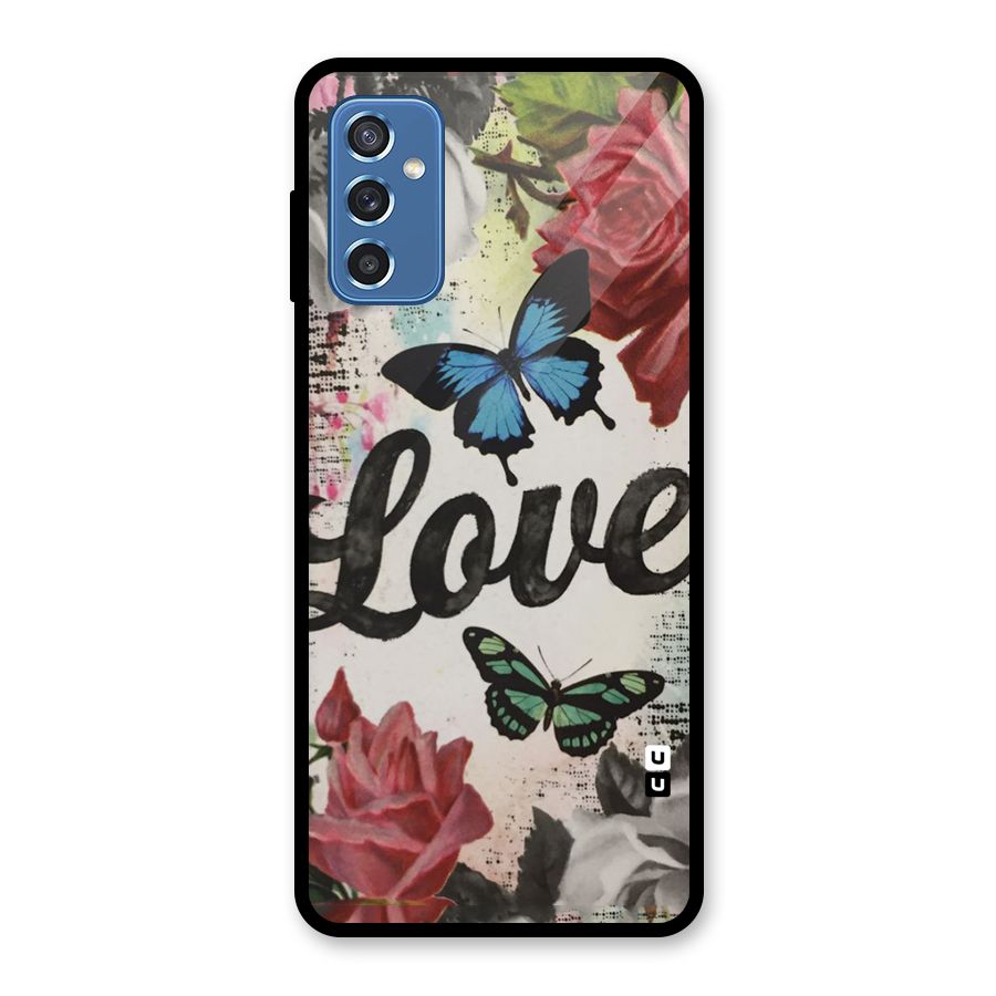 Lovely Butterfly Love Glass Back Case for Galaxy M52 5G