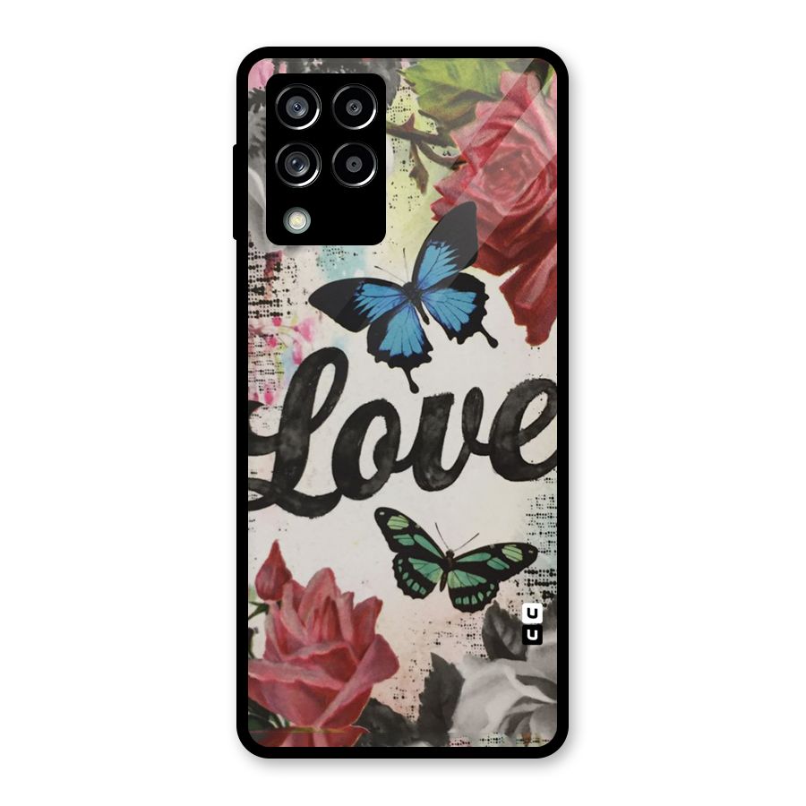 Lovely Butterfly Love Glass Back Case for Galaxy M53 5G