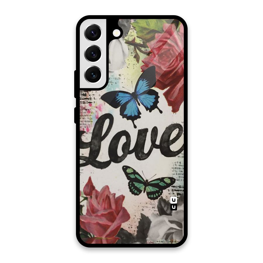 Lovely Butterfly Love Glass Back Case for Galaxy S22 Plus 5G