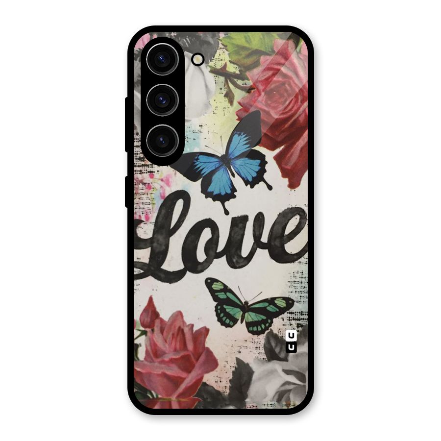 Lovely Butterfly Love Glass Back Case for Galaxy S23