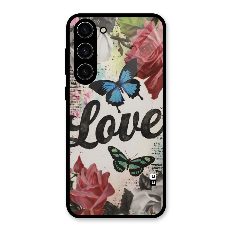 Lovely Butterfly Love Glass Back Case for Galaxy S23 Plus