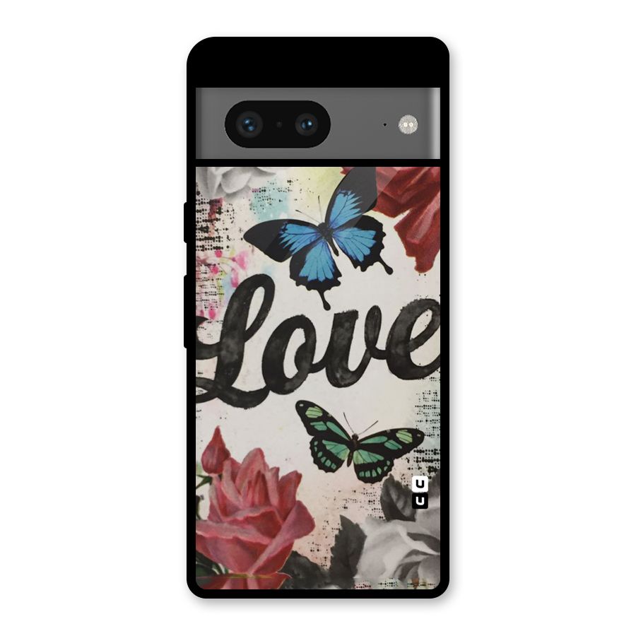 Lovely Butterfly Love Glass Back Case for Google Pixel 7
