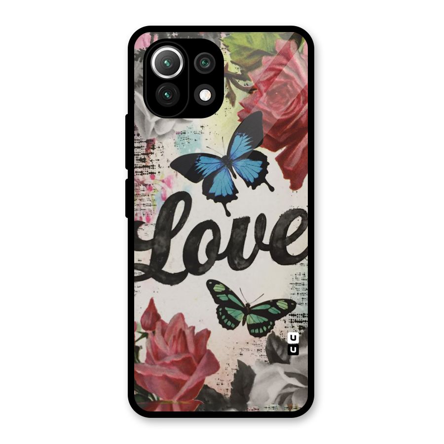 Lovely Butterfly Love Glass Back Case for Mi 11 Lite