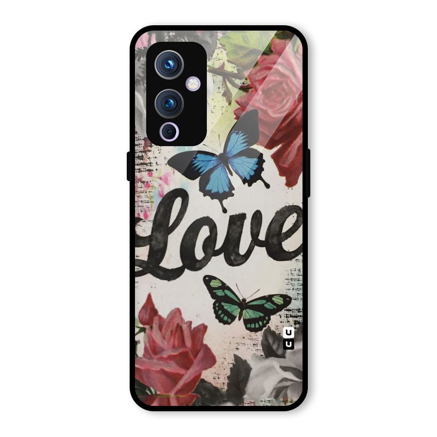 Lovely Butterfly Love Glass Back Case for OnePlus 9