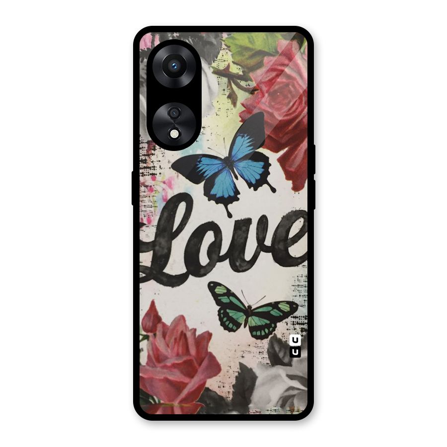 Lovely Butterfly Love Glass Back Case for Oppo A78