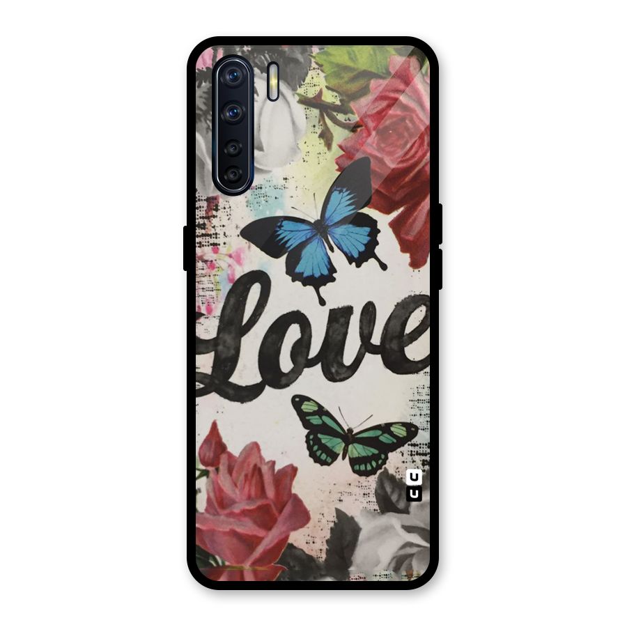 Lovely Butterfly Love Glass Back Case for Oppo F15