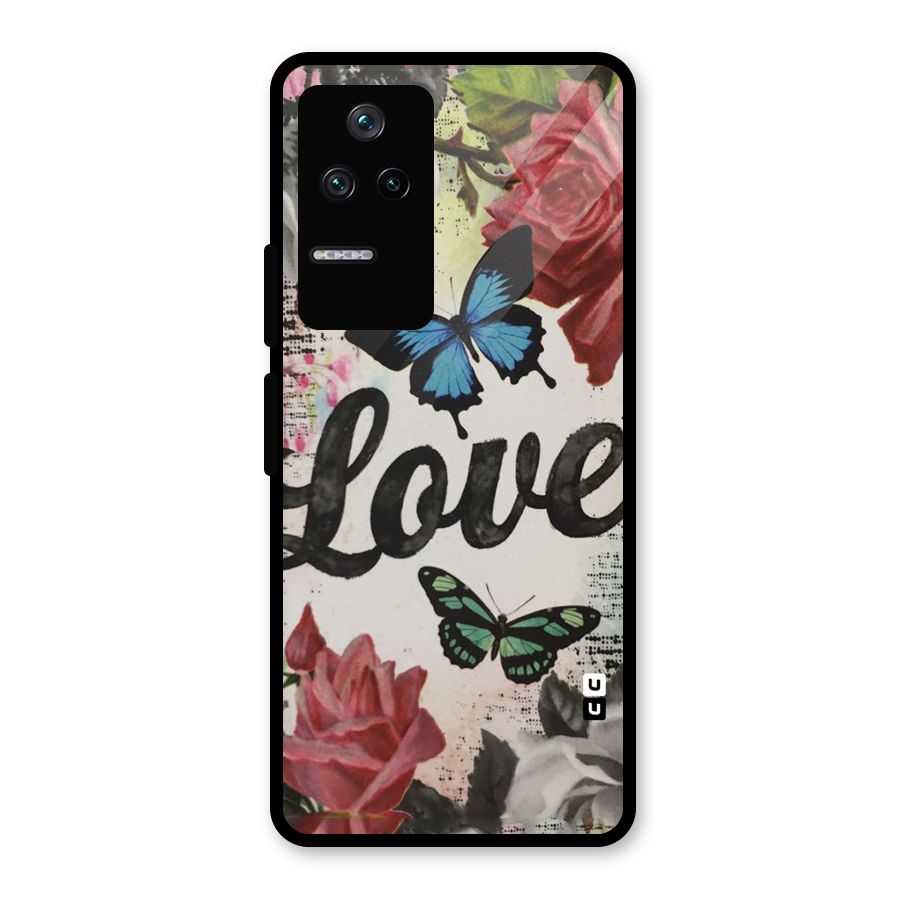 Lovely Butterfly Love Glass Back Case for Poco F4 5G