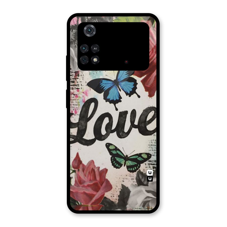 Lovely Butterfly Love Glass Back Case for Poco M4 Pro 4G