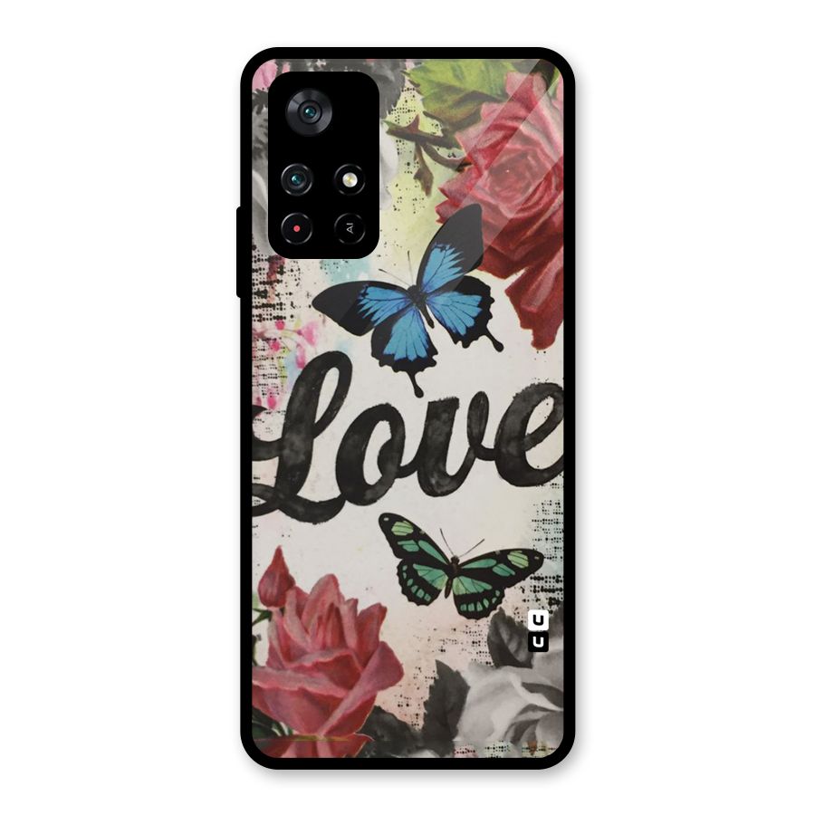 Lovely Butterfly Love Glass Back Case for Poco M4 Pro 5G